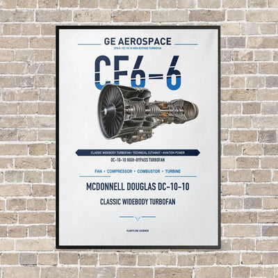 CF6-6 vertical canvas print - framed - white background