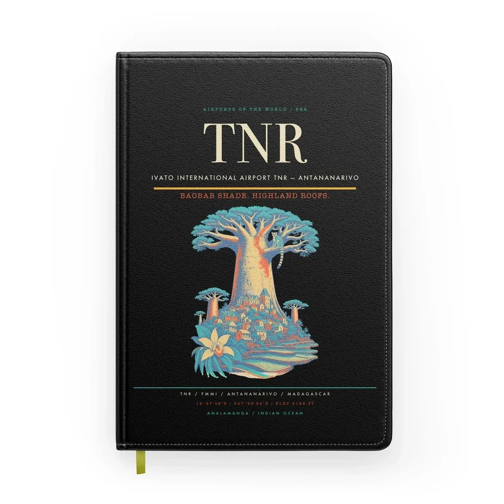 Ivato International Airport (TNR) design on black notebook