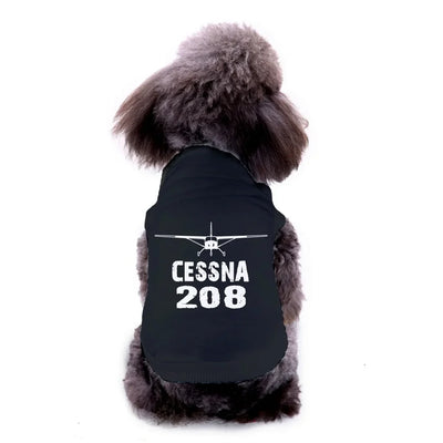 Pet vest with Cessna 208 & Plane Dog Pet aviation design, quilted insulated panel.