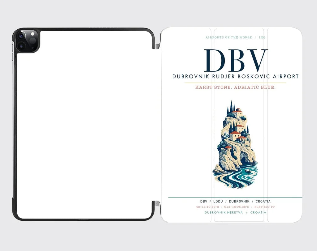 Dubrovnik Ruđer Bošković Airport (DBV) design on white ipad tablet case