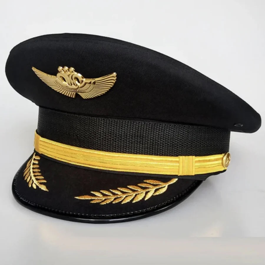 Super Quality Different Style Airline Pilot Hats (3) aviation design on crisp poplin cotton with epaulettes pilot uniform.