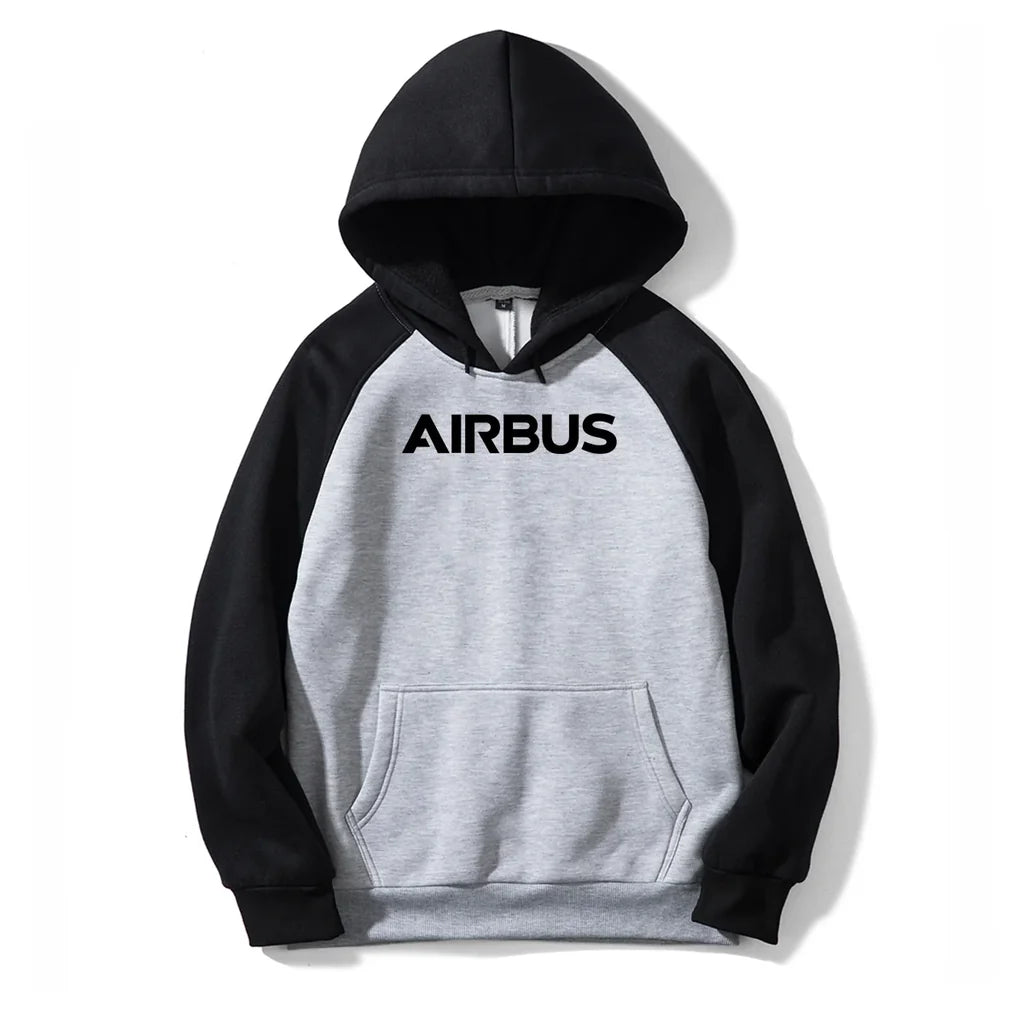 Airbus & Text aviation design on colourful cotton blend colourful hoodie.