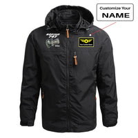 Thumbnail for Boeing 747 & GENX Engine aviation design printed on lightweight shell with slim fit stylish thin jacket.