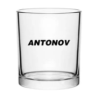 Thumbnail for Antonov & Text aviation design on whiskey glass, special-edition crystal cut.