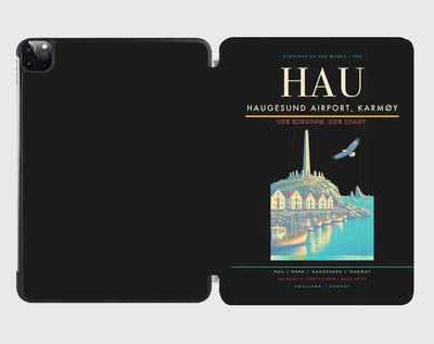 Haugesund Airport, Karmøy (HAU) design on black ipad tablet case