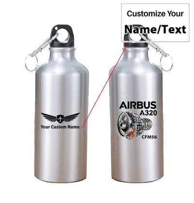 Airbus A320 & CFM56 Engine aviation design on thermos, vacuum-insulated.