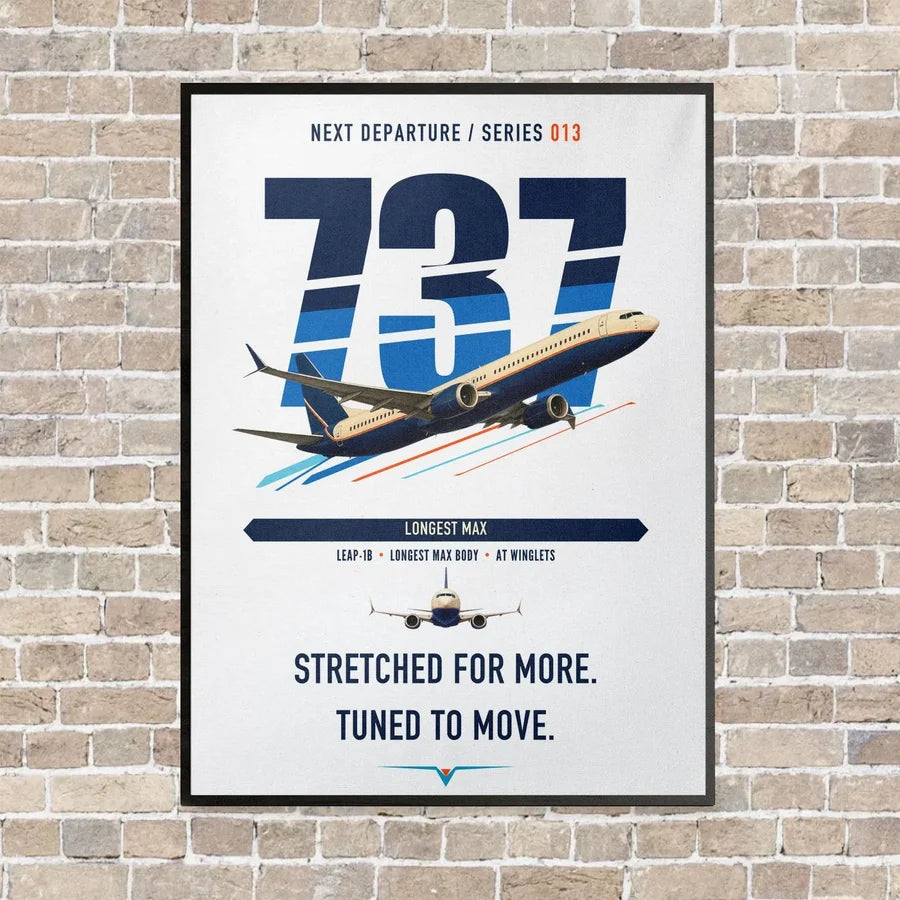 Boeing 737 MAX 10 vertical canvas print - framed - white background
