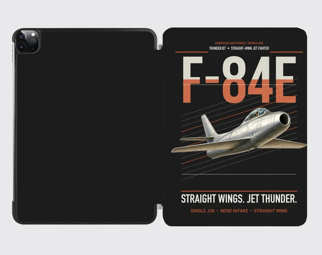 F-84E Thunderjet design on black ipad tablet case
