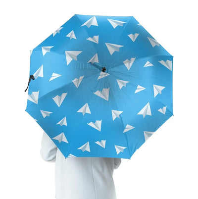 Paper Airplane & Fly aviation design on windproof polyester umbrella.