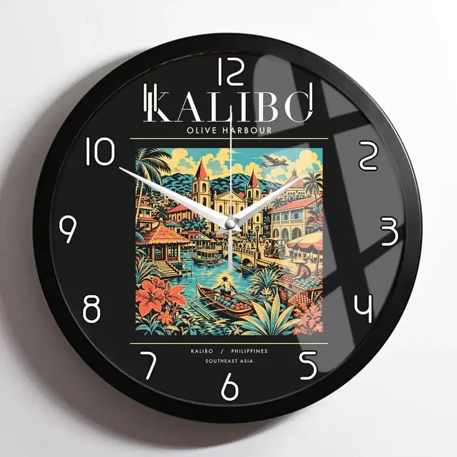 KALIBO - Poster - Wall Clock Framed - Black