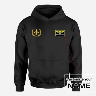 Leaf aviation design on soft cotton blend men's hoodie with small chest logo.