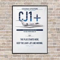 Thumbnail for Cessna Citation CJ1+ vertical canvas print - framed - white background