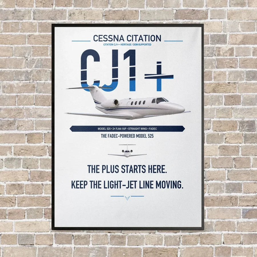 Cessna Citation CJ1+ vertical canvas print - framed - white background