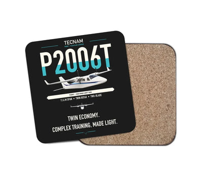 Tecnam P2006T design on black 1 piece coaster