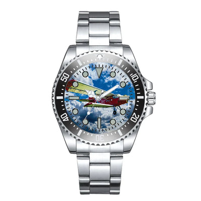 Beautiful Clouds & Antonov-2 Luxury Aviators aviation-themed aviator watch, polished premium stainless steel.