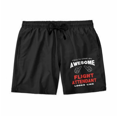 This is What an Awesome Flight Attendant Look Like aviation design on quick-dry polyester swim trunks.