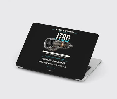 JT8D design on black MacBook case