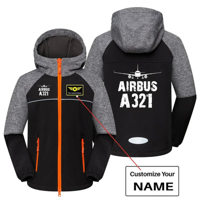 Airbus A321 & Plane aviation design printed on warm polar fleece kids' polar jacket.