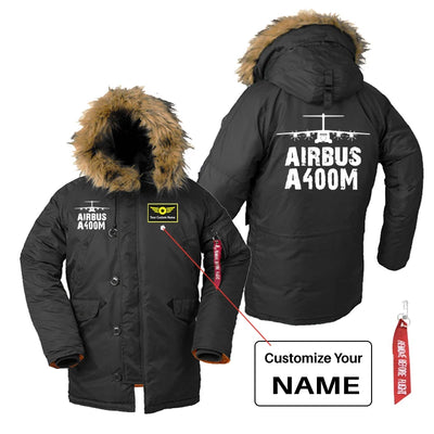 Airbus A400M & Plane aviation design printed on heavyweight shell with hooded warmth parka bomber.