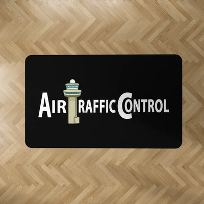 Air Traffic Control aviation design on durable carpet pile with non-slip backing rectangle carpet floor mat.