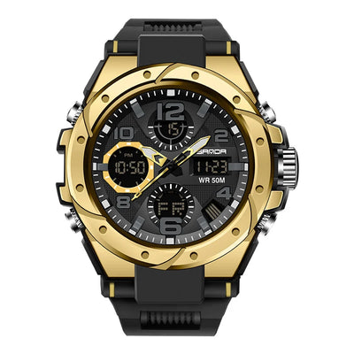 Style Men Sports Watches Dual Display LED Digital Electronic Quartz Wristwatches 50M Waterproof Swimming Military aviation sh.
