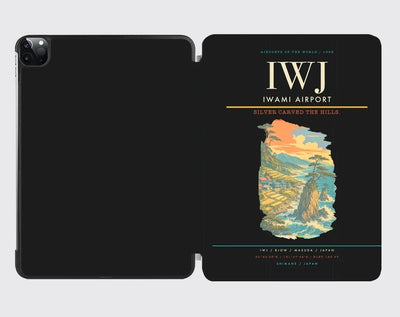 Iwami Airport (IWJ) design on black ipad tablet case