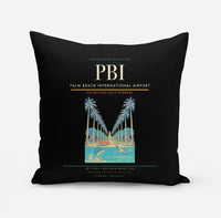 Thumbnail for Palm Beach International Airport (PBI) design on black pillow