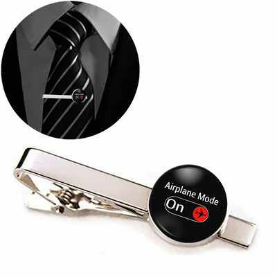 Airplane Mode On aviation tie clip, stainless steel body with engraved detail.