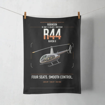 Robinson R44 Raven II design on black towel