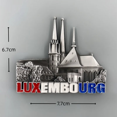 Our Lady of Luxembourg Church 3D Metal Fridge aviation design 3D metal magnet sticker in 3D metal with magnetic back.