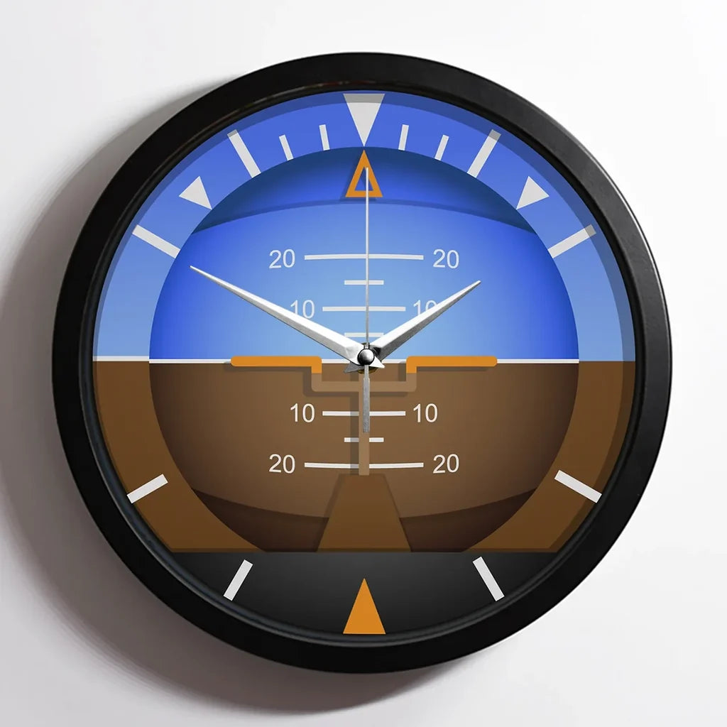 Gyro Horizon 2 aviation design on premium wood and metal wall clock.