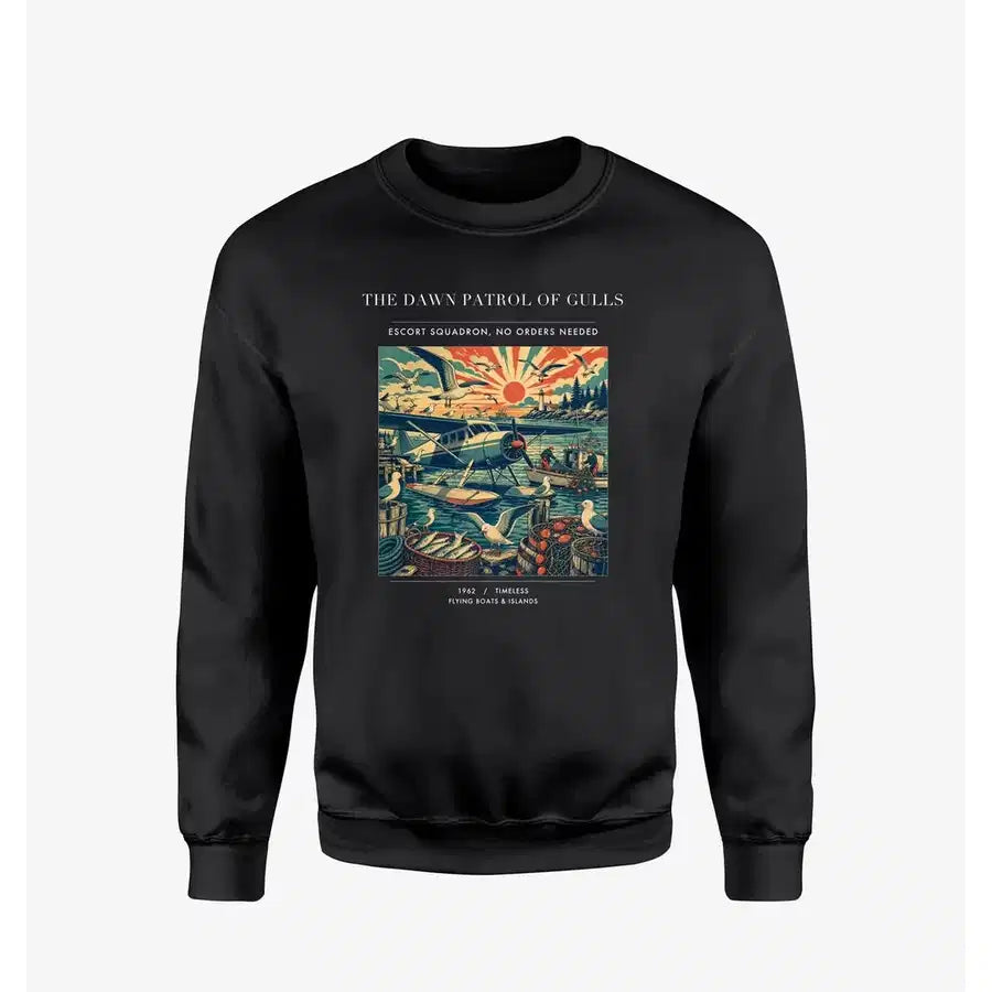 VINTAGE G4411 - The Dawn Patrol Of Gulls - Designed Sweatshirts design on black
