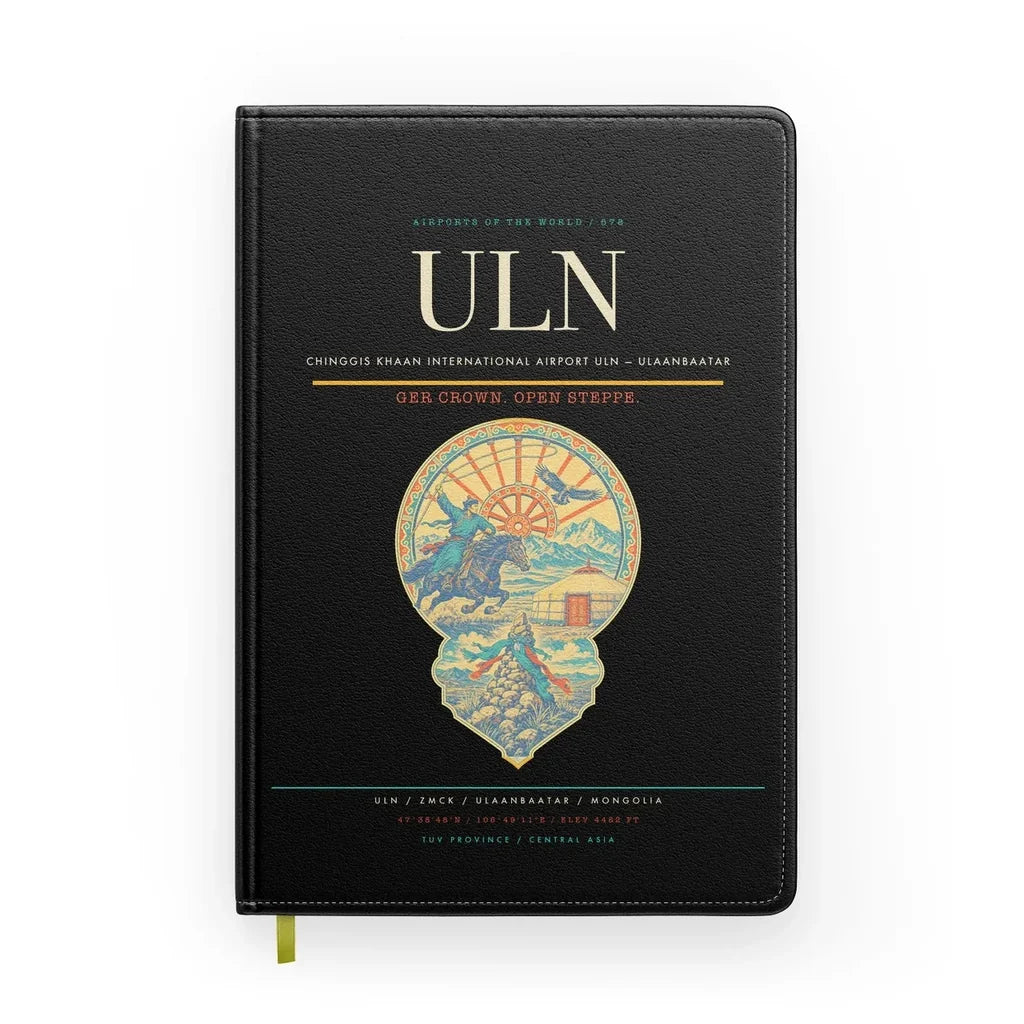 Chinggis Khaan International Airport (ULN) design on black notebook
