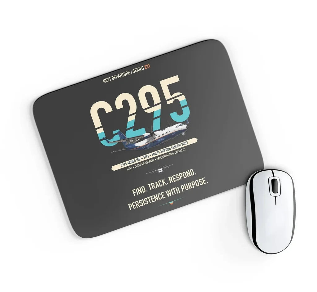 Airbus C295 Armed ISR design on black rectangle mouse pad