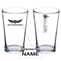 Thumbnail for Aviation Alphabet Beer & aviation design on beer water glass, versatile drinkware.