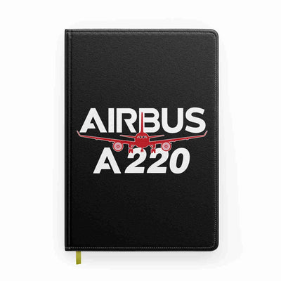Amazing Airbus A220 aviation design on premium hardcover notebook.