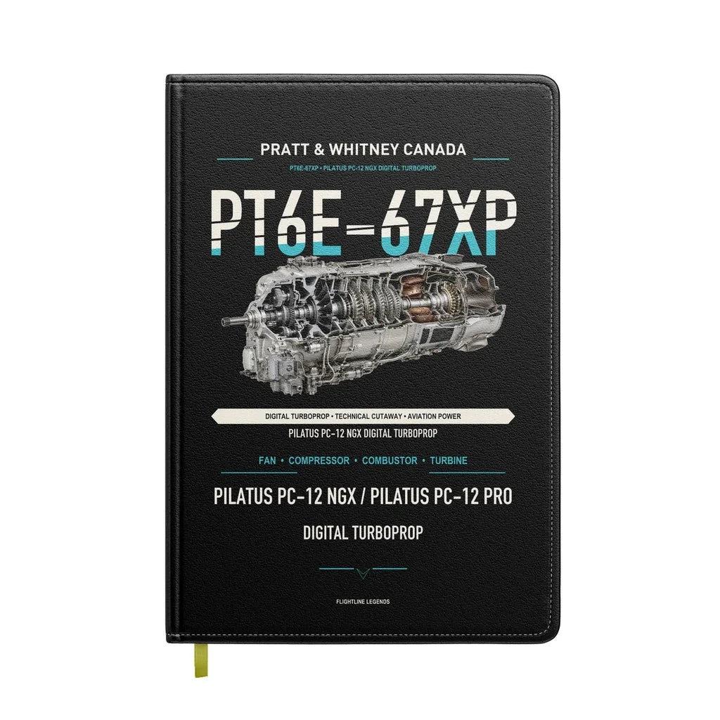 PT6E-67XP design on black notebook