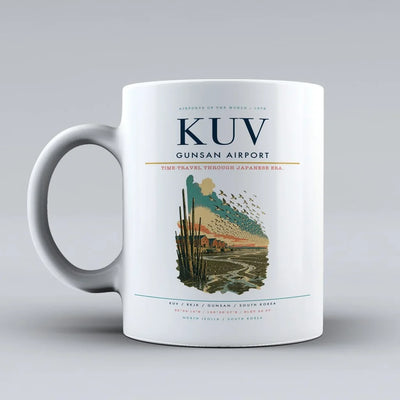 Gunsan Airport (KUV) airport code design on white ceramic mug