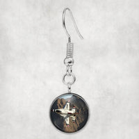 Thumbnail for Side view of Amazing Show by Fighter Jet 16 aviation earrings in hypoallergenic alloy, polished finish.