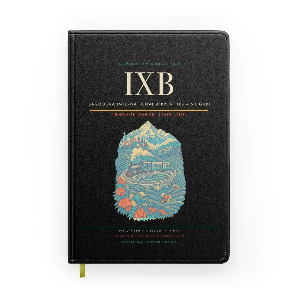 Bagdogra International Airport (IXB) design on black notebook