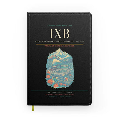 Bagdogra International Airport (IXB) design on black notebook