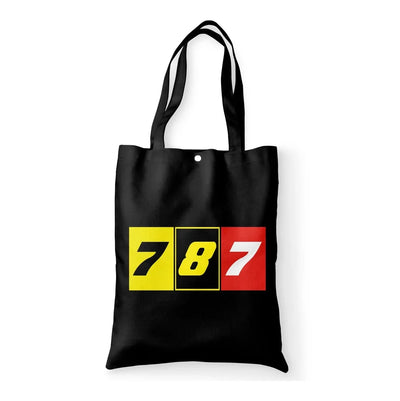 Flat Colourful 787 aviation tote bag in canvas.