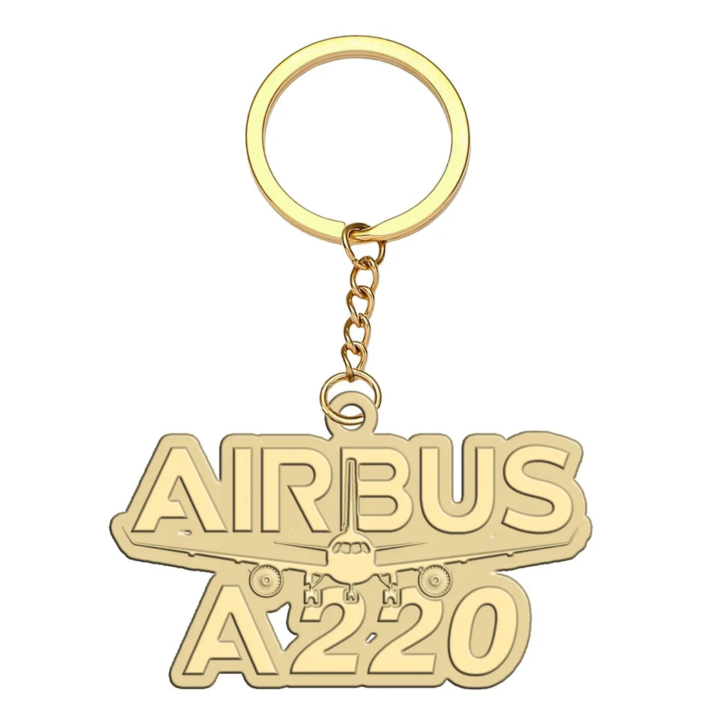 Amazing Airbus A220 aviation hollow key chain in polished alloy.