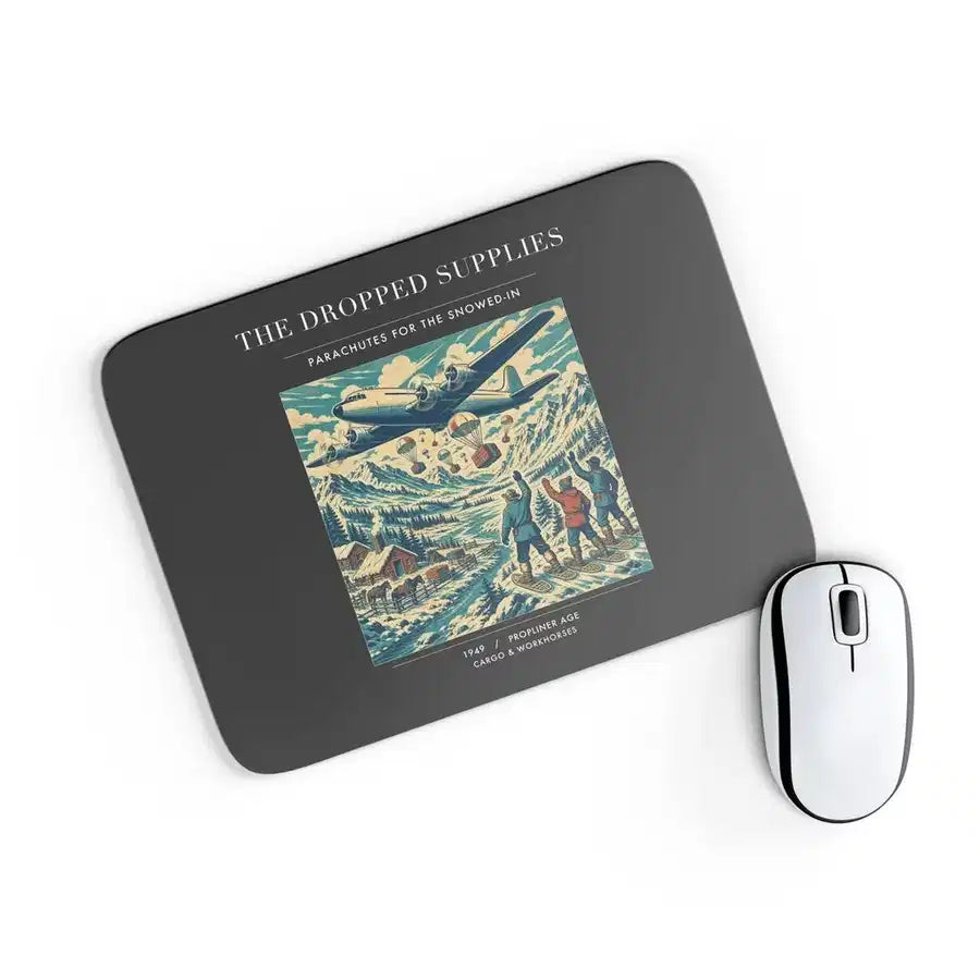 VINTAGE G4234 - The Dropped Supplies - Designed Mouse Pads design on black rectangle