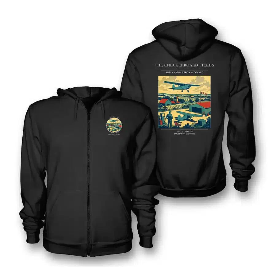 VINTAGE G4201 - The Checkerboard Fields - Premium Zipped Hoodie design on black