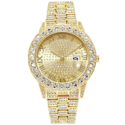 Side view of Quartz Watch Set with Diamonds Calendar Cross-Border Full Sky Star Wristwatch Elegant Timepiece aviation pilot w.