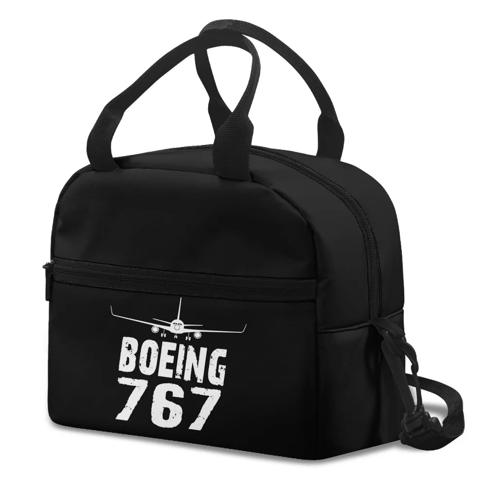 Boeing 767 & Plane aviation lunch bag in insulated polyester.