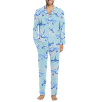 Thumbnail for Super Funny Airplanes men button pajamas - view 1