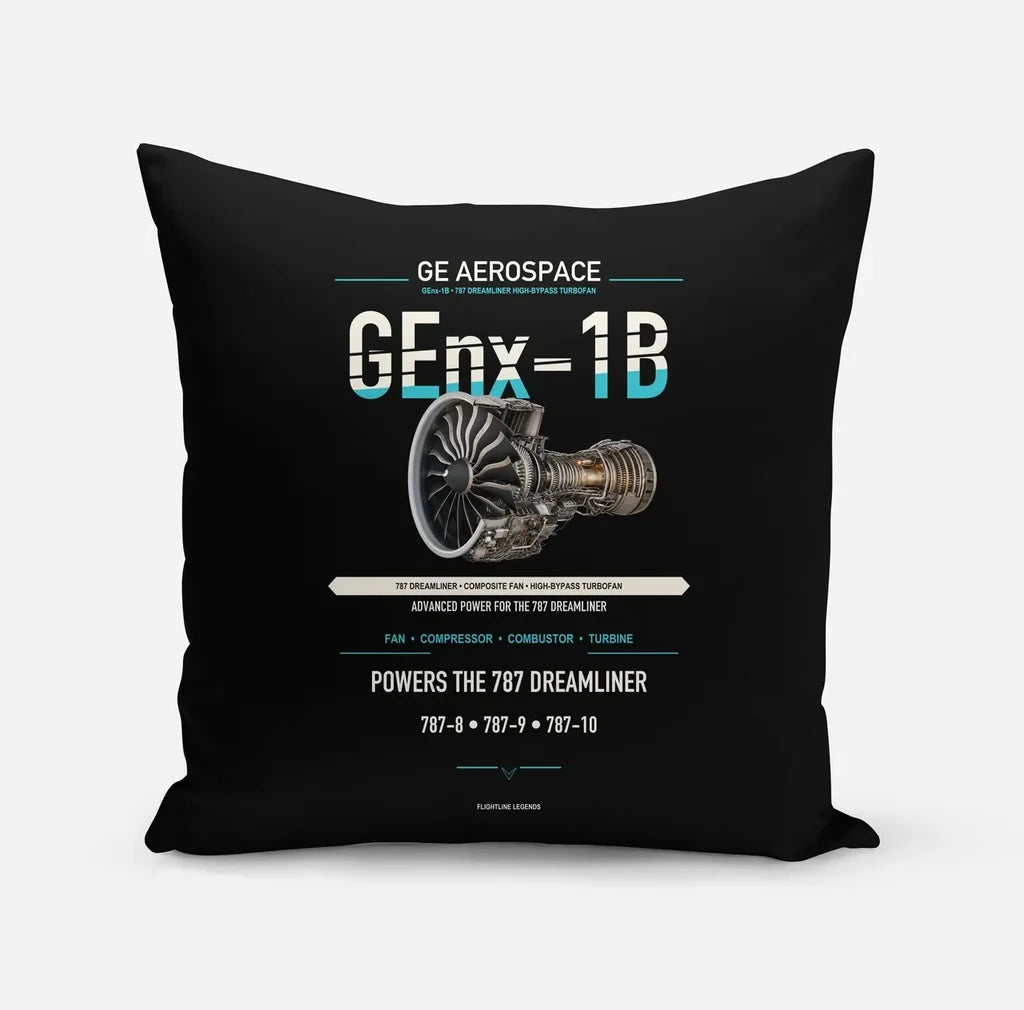 GEnx-1B design on black pillow