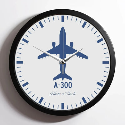 Airbus A300 aviation design on premium wood and metal wall clock.